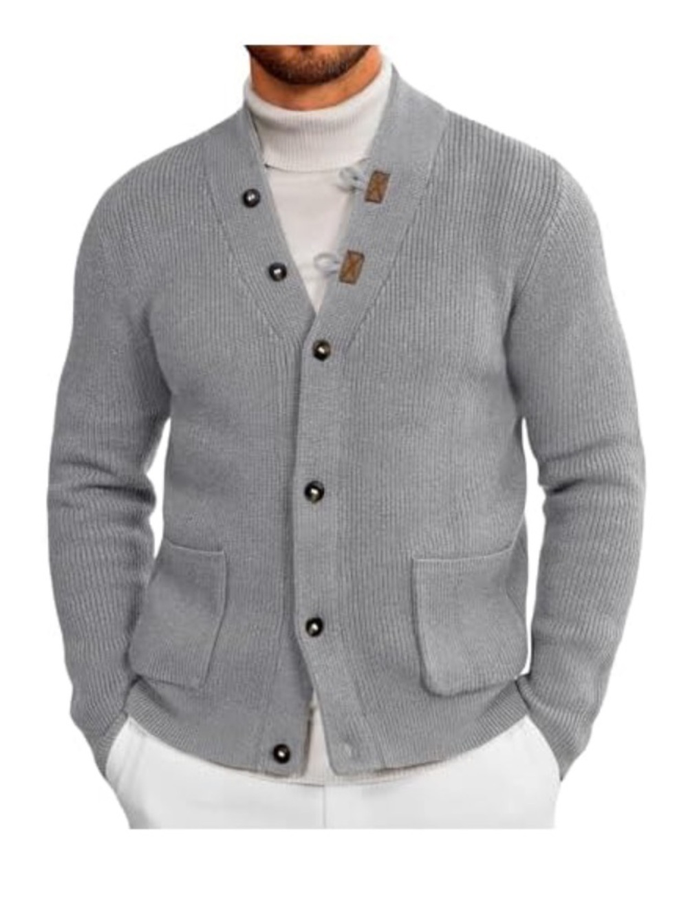 NWT Chunky Knit Cardigan Sweater V-Neck Button Down Ribbed w/Pockets Casual Cozy